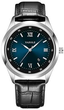 Everyday Crate YAZOLE 552 Mens Quartz Watch Luminous Waterproof Calendar Wrist Watch With PU Strap roman+blue+black