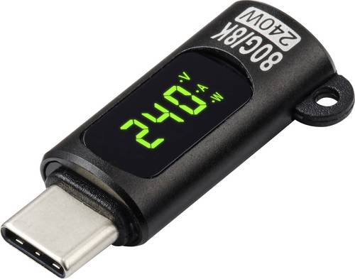 Renkforce USB-C Adapter [1x USB-C Stecker - 1x USB-C Buchse (Power Delivery)] LED-Display Laden (Spannung/Strom/Leistung), 8K