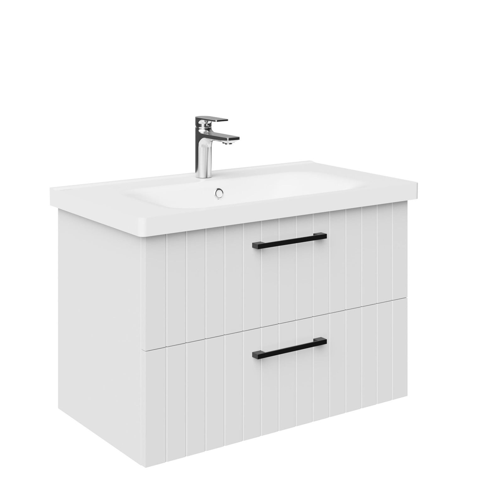 Creavit D10 wastafelonderkast voor de badkamer, wit, 2 lades, soft-close sluiting, hangend model