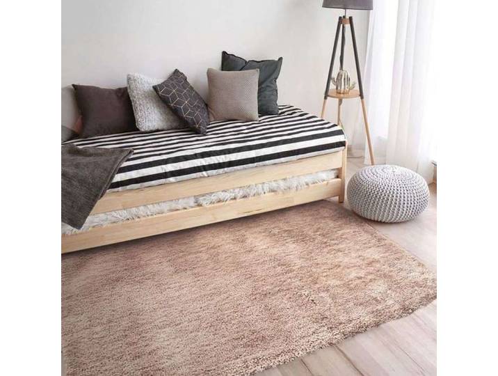 Tapis poils longs toucher laineux beige/taupe 130x190