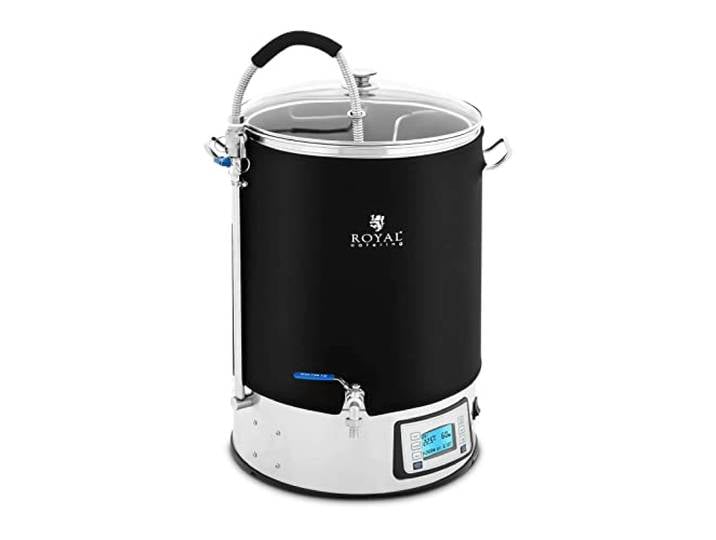 Royal Catering RCBM-40IN Braukessel mit Isolierung 40 l 2500 W 10-100 °C Edelstahl gehärtetes Glas Bierbrauanlage Maischekessel