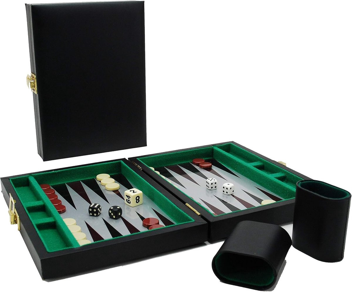 HOT Games Backgammon zwart magnetisch 23 cm