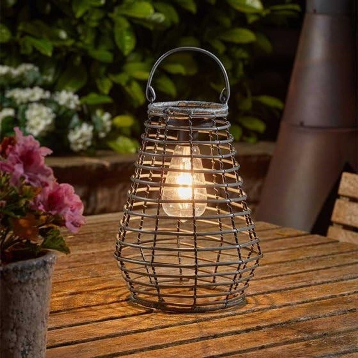 Merkloze Solar LED Rattan Lantaarn voor Buiten
