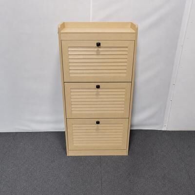Garvee Wooden Shoe Cabinet with 3 Flip Drawers,Narrow Slim Shoe Rack Cabinet Large Hidden Shoe Organizer Cabinet