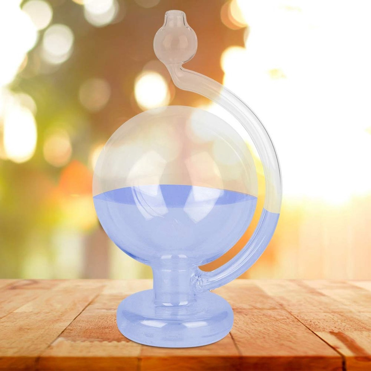 Weersvoorspeller Fles Barometer Decoratie Blauw Glas 15 cm