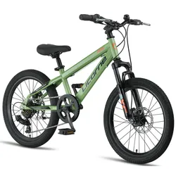 Licorne Bike Thunder Premium Mountainbike in 20, 24, 26, 27.5 und 29 Zoll Fahrrad für Mädchen Jungen Herren und Damen Discbremse Größe:20 Zoll;Farbe:Olivengrün
