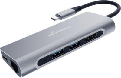 MediaRange USB Type-C Multiport Adapter, 2x USB 3.2, 1x HDMI (4K), LAN-Buchse, silber