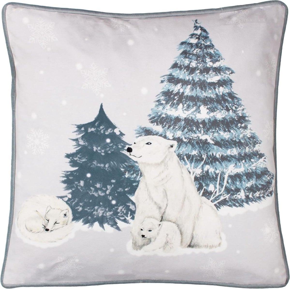 Decoratieve vierkante kussenhoes met ijsbeer print in blauw