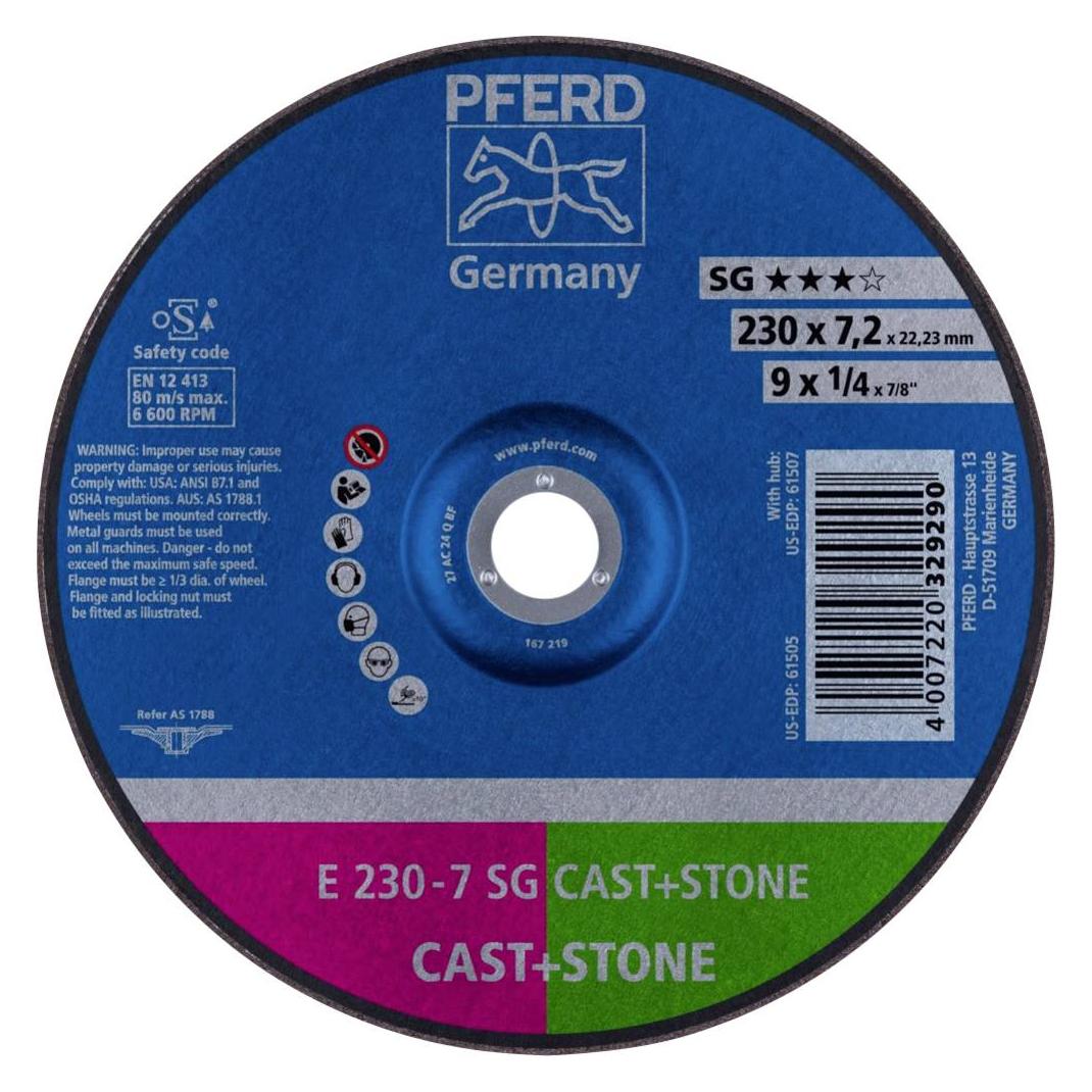 Pferd Schruppscheibe E 230x7,2x22,23 mm Leistungslinie SG CAST+STONE für Guss/Stein (SiC) (E 230-7 SG CAST+STONE)