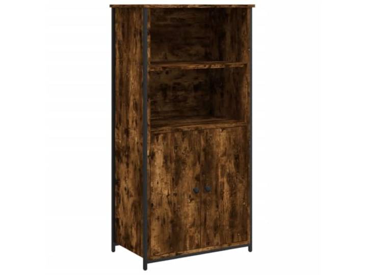 Highboard Räuchereiche Holzwerkstoff mit Metallgestell 62x36x121,5 cm Mit Wandhalterung zur Kippsicherung, Griffe für einfaches Öffnen, vielseitige Ablagefläche