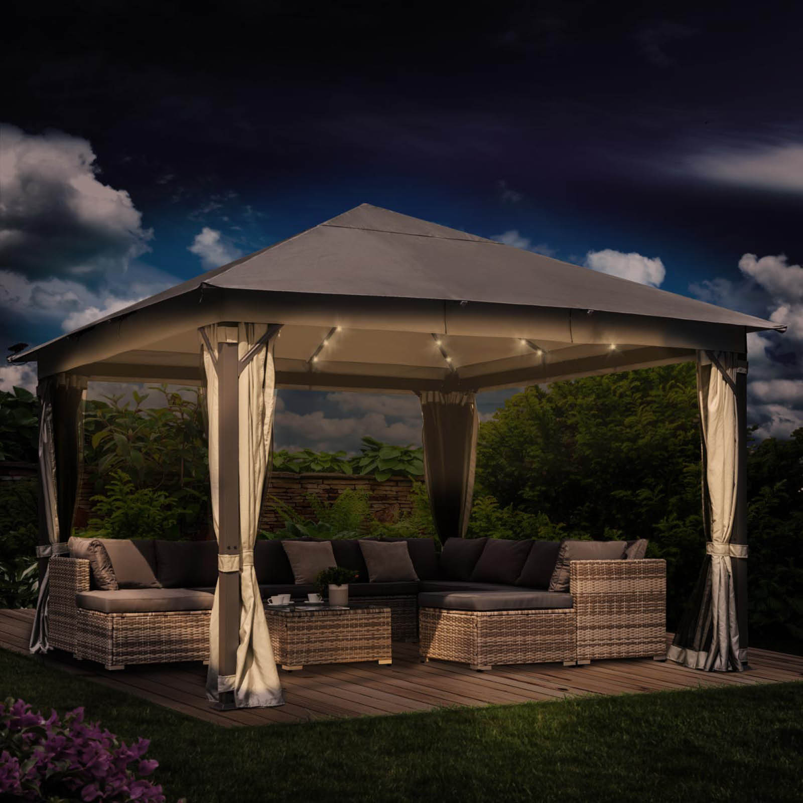 Brast Alu Pavillon INFINITY 4x4x beige inkl. LEDs