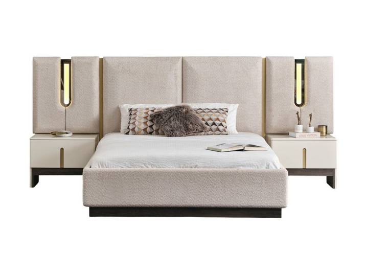 Villa Möbel Boxspringbett Pedro 2 (Bett, Bett mit Kopfteil), Pflegeleichte Oberflächen und gepolstertes Kopfteil in zeitloser Optik