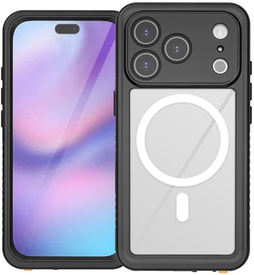 iPhone 17 Pro 4Smarts Vandtæt All Around Cover - MagSafe Kompatibel - Gennemsigtig / Sort