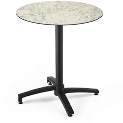 Oviala Business Runder, neigbarer Gartenbistrotisch, 70 cm, 4 Sitzplätze, Marmor