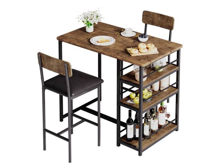 Table de bar étroite tabourets de bar table de bar avec 2 tabourets couleur rétro