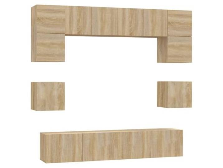 LMTYOENFG 8-TLG. TV-Schrank-Set Wandmontage Sonoma-Eiche Holzwerkstoff Flexibles 8-teiliges Lowboard für Wohnzimmer und Schlafzimmer. Schützt Medien vor Staub dank geschlossener Fronten.
