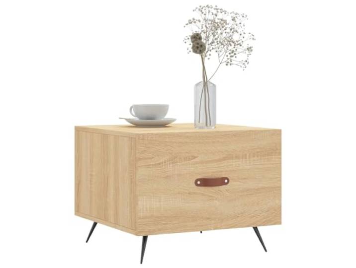 KTHLBRH Wohnzimmertische 2 Stück Eiche Sonoma 50 x 50 x 40 cm Mehrschichtiges Holz, Beine aus Eisen, mit Schublade, stabile Tischplatte