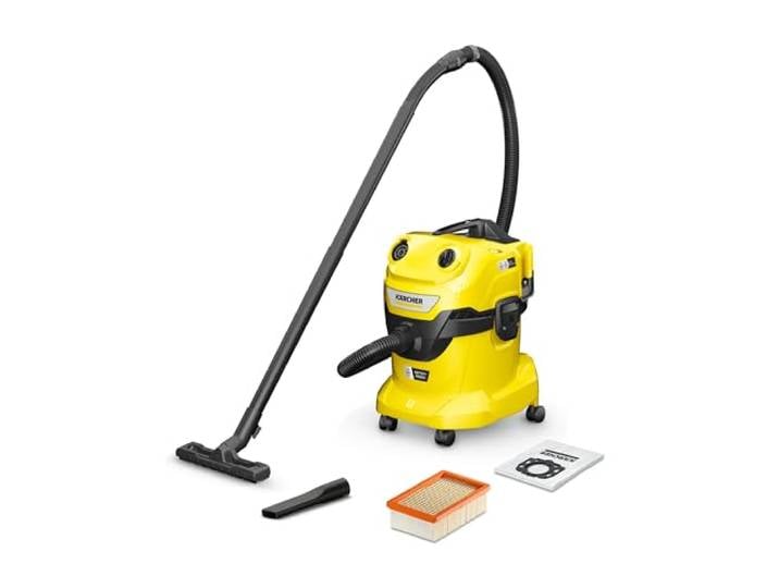 Kärcher Aspirateur Eau & Poussières Sans Fil WD 4-18 Dual\, Moteur 36V (2 Batteries 18V Non-Incluses)\, Cuve 20L\, Soufflage\, Filtre Plissé Plat\, Sac Filtrant Non-Tissé\, Tube Aspiration 2\,2m\, Buse de Sol