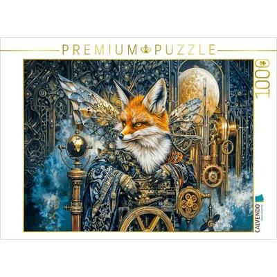 CALVENDO Puzzle Steampunk Fuchs steuert leuchtende Nebelmaschine im Fantasyreich | 1000 Teile Lege-Größe 64x48cm Foto-Puzzle für glückliche Stunden