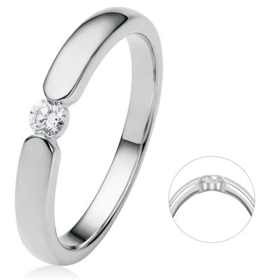 Diamantring ONE ELEMENT "0.13 ct Diamant Brillant Spannfassung Ring" Gr. 52, silber, Fingerringe, Damen, 52, 0,13, Diamanten Gold Weißgold 585, Diamanten, Gold, Weißgold 585, Diamantring, Zeitlos elegant – mit Liebe zum Detail gefertigt