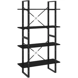 vidaXL Bücherregal 4 Fächer Schwarz 80x30x140 cm Holzwerkstoff