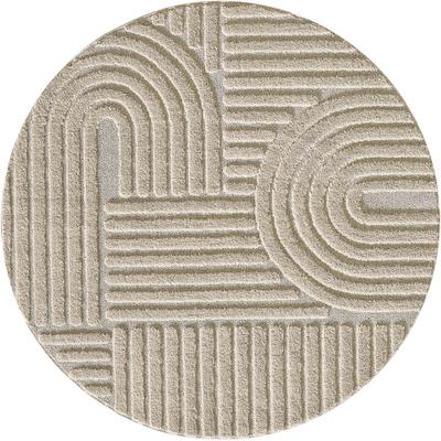 Teppich AYYILDIZ TEPPICHE "ART 1121, auch als Läufer und in Rund erhältlich", beige, H:20mm Ø:80cm, Polypropylen, Teppiche, Teppich, Boho Design, 3D Optik, Struktur Hoch Tief, skandinavisch, Wohnzimmer