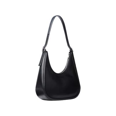 Schultertasche CALVIN KLEIN "BOLD CK CRESCENT BAG", Damen, Gr. B/H/T: 33,5cm x 31cm x 10cm, schwarz (schwarz, weiß), Lederimitat, kontrastfarbene Details, Taschen Schultertasche, Damen Handtasche, Umhängetasche mit CK-Logo