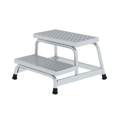 Munk Arbeitspodest, Aluminium, verschweißte Rohrkonstruktion, Stufen R 13, Trittfläche 550 x 300 mm, max. 150 kg, 2 Stufen