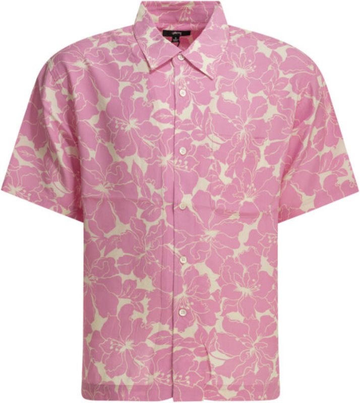 Stüssy chemise homme rose chemise décontractée en pur viscose Rose S