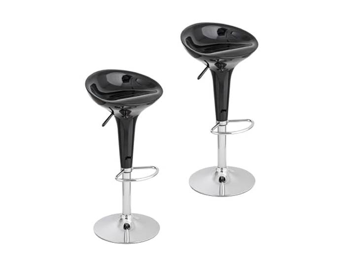 Baroni Home 2 Drehbarer Barhocker mit Verstellbarer Höhe, Sitz aus verchromtem Kunststoff, mit Fußstütze und kratzfestem Boden, Hocker, Küche, Restaurant, Halbinsel, 40x4 x59-79 cm, Schwarz 2 Stück