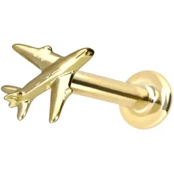 14 Karat Gold Labret mit Innengewinde FLUGZEUG