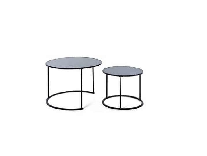 Jahnke Sol Coffee Set Table Basse\, Bois d'ingénierie Métal\, Verre Noir/Noir\, Taille Unique