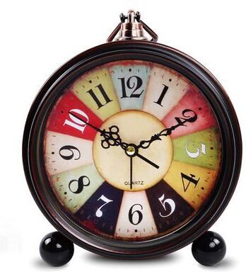 Perfect Picks Market Vintage Silent Desk Clock With Night Light Battery Operated Analog Bedside Alarm Clock roulette Wheel