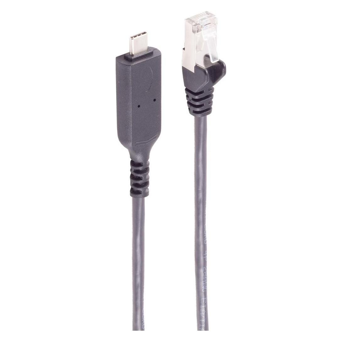 Shiverpeaks --USB-C LAN Adapterkabel 1G, USB Typ C Stecker auf RJ45, PVC, schwarz, 1m (BS13-51025) (USB-C) (BS13-51025)