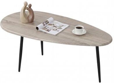 Costway Oval Coffee Table Mid Century Center Table with Sturdy Metal Construction-Gray