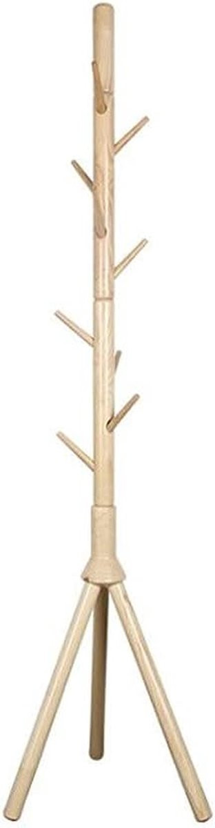 Beige houten staande kapstok boomhanger kledingrek met stabiele basis, Hoogte: 175 cm