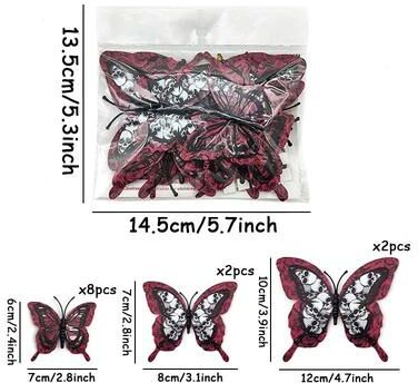 Inspired Living Blood Rose 3D Butterfly Wall Decor Gothic Halloween Wall Stickers (12 Piece Set) red