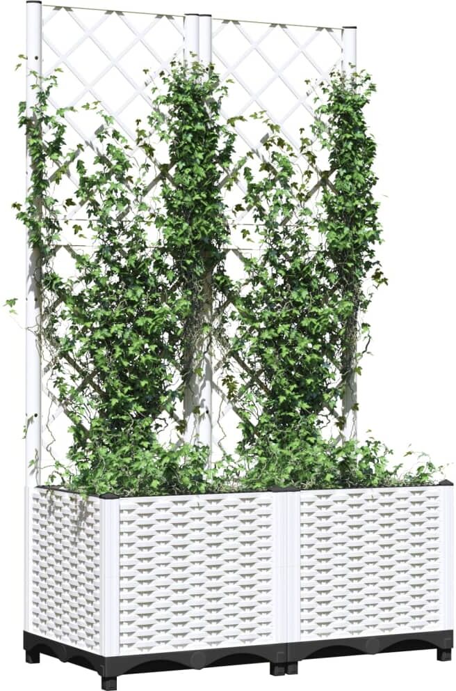 vidaXL Jardinera con enrejado PP blanco 80x40x136 cm Blanco