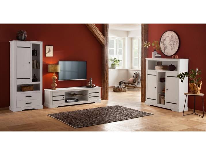Highboard OTTO HOME, weiß, B:120cm H:130cm T:35cm, Sideboards, Highboard, Stauraumschrank aus massivem Kiefernholz, Breite 120 cm
