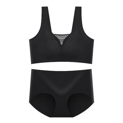 Damen Yoga-BH Unterwäsche Set Sport-BH Unterwäsche Geringe Unterstützung Atmungsaktiv Bürgellos Gefüttert Einfarbig Sport Sportkleidung Schwarz Rosa Fitnessstudio Training Laufen