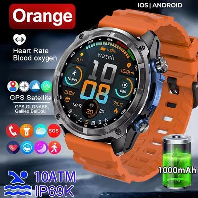 Uplift Essentials T Rex Ultra Military GPS Smart Watch Offline Maps, 4GB Memory & 10ATM Pro 1000mAh Outdoor Navigation Watch orange
