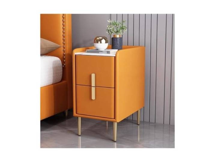 Smart nightstand table Nachttische Nachttische Kleiner minimalistischer Nachttisch mit 2 Schubladen und 4 Metallbeinen Luxus Holz Nachttisch Aufbewahrungsschrank Freie Installation Schlafsofa Tisch st