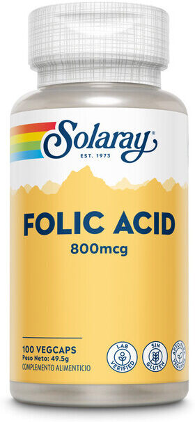 Solaray Folic Acid 800 mcg 100 Vegetable Capsules