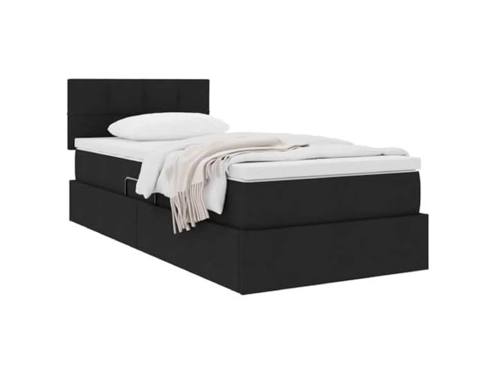 KTHLBRH Boxspringbett schwarz 100 x 200 cm mit Matratze Solido Rahmen, Hebemechanismus, modernes Design, rechteckige Form