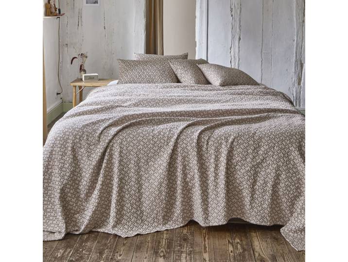 Couvre lit en coton tissé beige 260x240