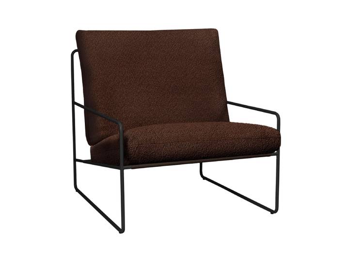 Ferm Living - Desert Outdoor Sessel, schwarz / chestnut (Pure Bouclé)