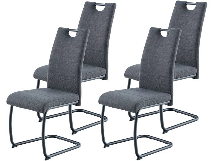 Freischwinger HELA FLORENZ , grau (anthrazit, schwarz, schwarz, anthrazit), B:43cm H:97,5cm T:61cm, Metall, Polyester, Stoff, Stühle, Freischwinger, Rundrohrgestell Matching Colour, gepolstert, mit Griff