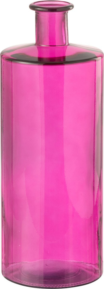 J-Line vaas Fles - Glas - Roze - Hoogte: 40 cm