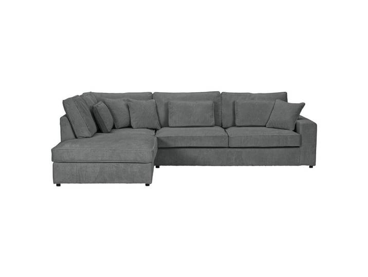 Carryhome Ecksofa, Dunkelgrau, Kunststoff, Füllung: Schaumstoffflocken,Schaumstoffflocken,Schaumstoffflocken, Ottomane links, L-Form, 307x228 cm, seitenverkehrt erhältlich, Rücken echt, Wohnzimmer, Sofas & Couches, Wohnlandschaften, Ecksofas