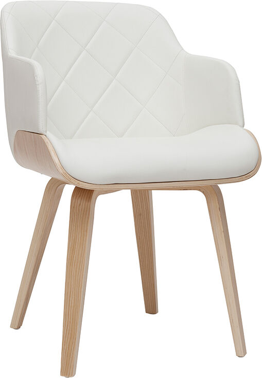 Miliboo Design-Stuhl weiß und helles Holz LUCIEN